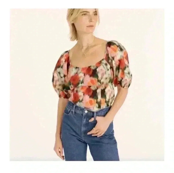 J. Crew Floral Women's Blouse Made With Liberty Fabric Balloon Sleeves Size2 NWT - Picture 1 of 11